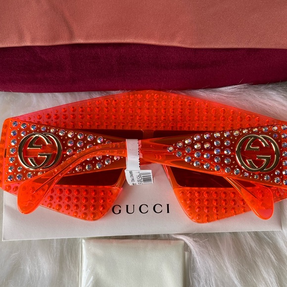 Gucci fashion show orange/crystal mask sunglasses main image 8